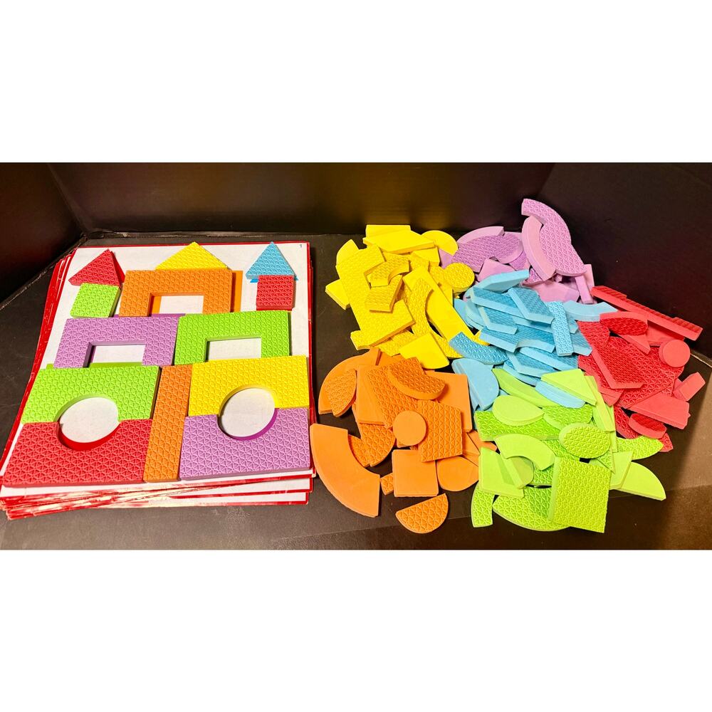 Verdes flat textured foam blocks and 20 extra large puzzles sensory